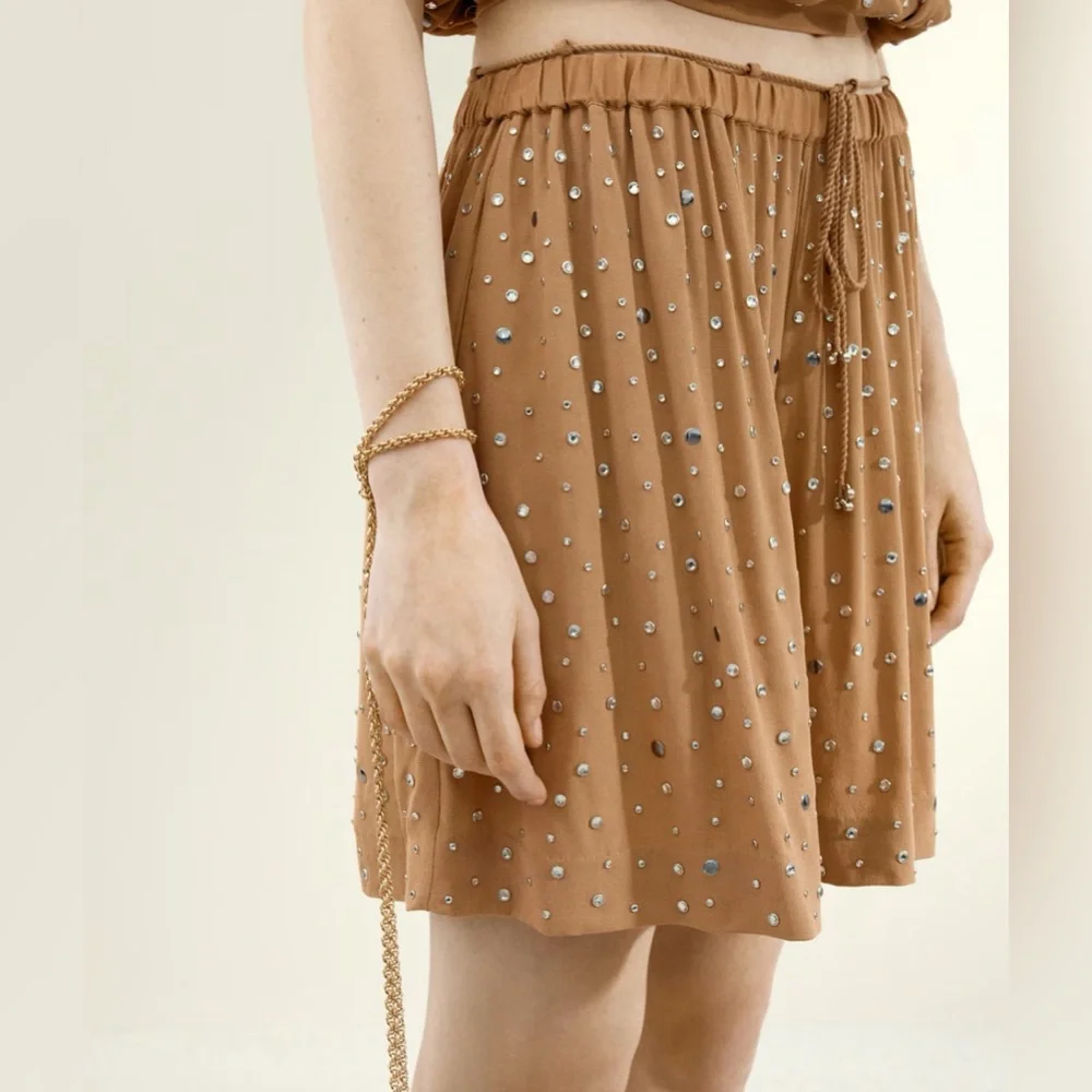 H&M Studio Collection NWT RHINESTONE-EMBELLISHED SHORTS SIZE XS